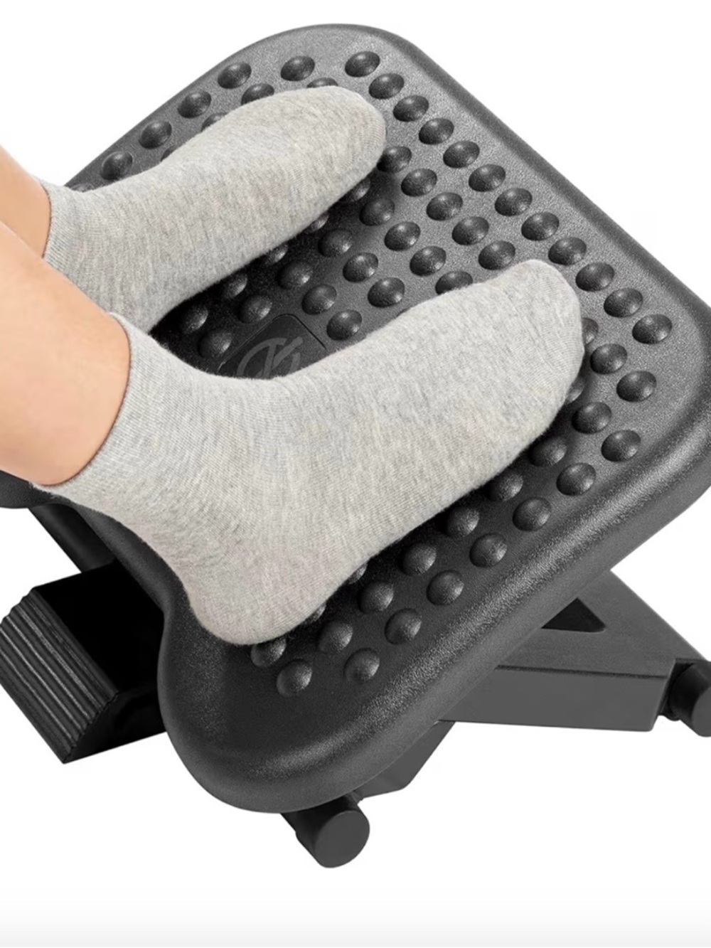Adjustable Black Foot Rest with Textured Massage Surface - Home Office